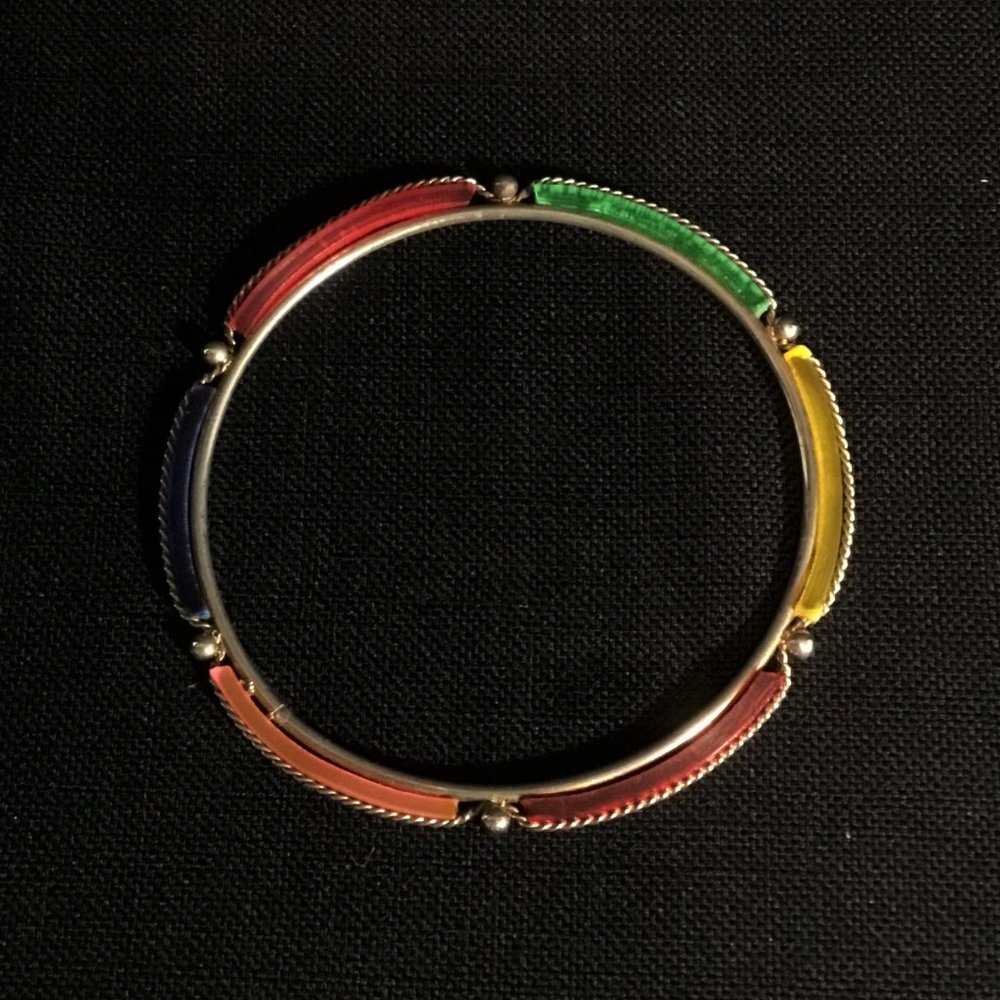 Multi Colour Bracelet with Metal Edging